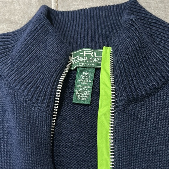 Lauren Active Ralph Lauren Cable Knit Zip Up Cardigan Sweater PM crest - Picture 7 of 8
